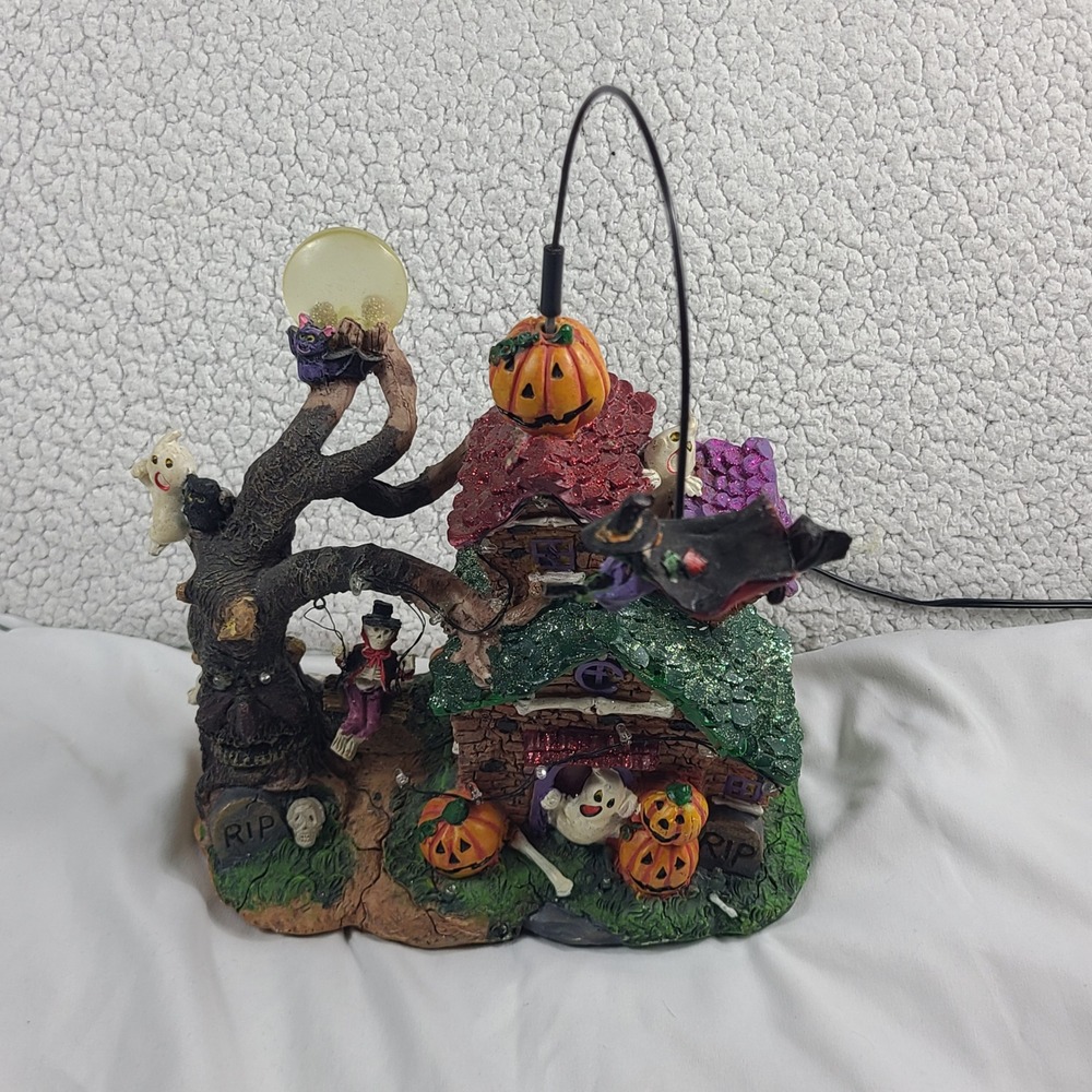 Halloween Haunted House Animated Tabletop Decoration LED Lights Flying Witch